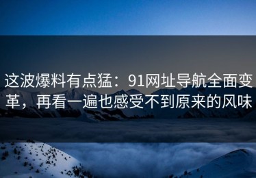 这波爆料有点猛：91网址导航全面变革，再看一遍也感受不到原来的风味