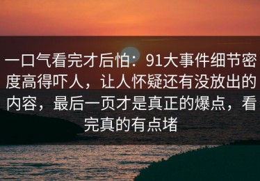 一口气看完才后怕：91大事件细节密度高得吓人，让人怀疑还有没放出的内容，最后一页才是真正的爆点，看完真的有点堵