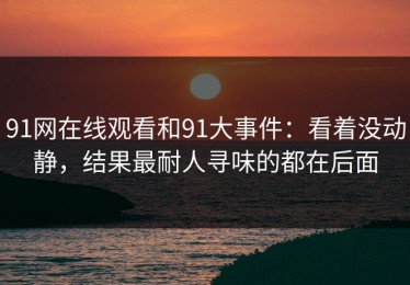 91网在线观看和91大事件：看着没动静，结果最耐人寻味的都在后面