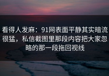 看得人发麻：91网表面平静其实暗流很猛，私信截图里那段内容把大家忽略的那一段拖回视线