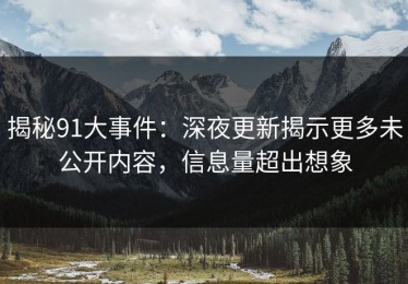 揭秘91大事件：深夜更新揭示更多未公开内容，信息量超出想象