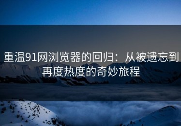 重温91网浏览器的回归：从被遗忘到再度热度的奇妙旅程