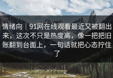 情绪向｜91网在线观看最近又被翻出来，这次不只是热度高，像一把把旧账翻到台面上，一句话就把心态拧住了