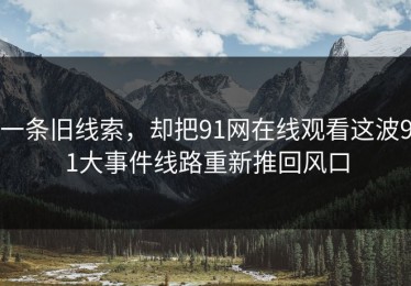 一条旧线索，却把91网在线观看这波91大事件线路重新推回风口