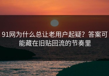 91网为什么总让老用户起疑？答案可能藏在旧贴回流的节奏里