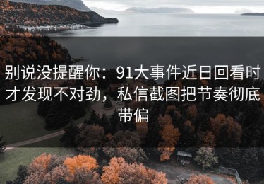 别说没提醒你：91大事件近日回看时才发现不对劲，私信截图把节奏彻底带偏