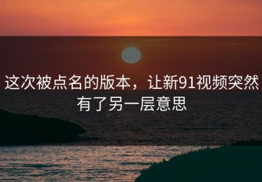 这次被点名的版本，让新91视频突然有了另一层意思