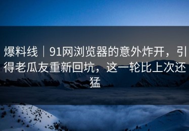 爆料线｜91网浏览器的意外炸开，引得老瓜友重新回坑，这一轮比上次还猛