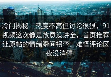 冷门揭秘｜热度不高但讨论很狠，91视频这次像是故意没讲全，首页推荐让原帖的情绪瞬间拐弯：难怪评论区一夜没消停