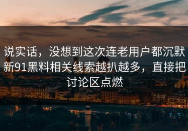 说实话，没想到这次连老用户都沉默新91黑料相关线索越扒越多，直接把讨论区点燃