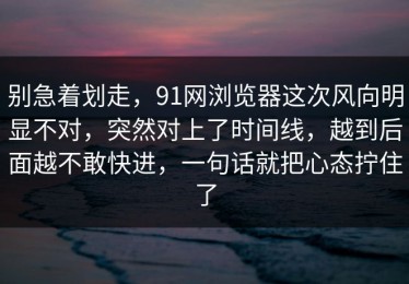 别急着划走，91网浏览器这次风向明显不对，突然对上了时间线，越到后面越不敢快进，一句话就把心态拧住了