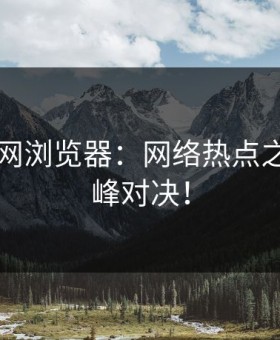 探秘91网浏览器：网络热点之争的巅峰对决！