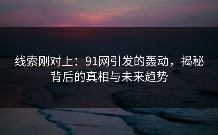 线索刚对上：91网引发的轰动，揭秘背后的真相与未来趋势