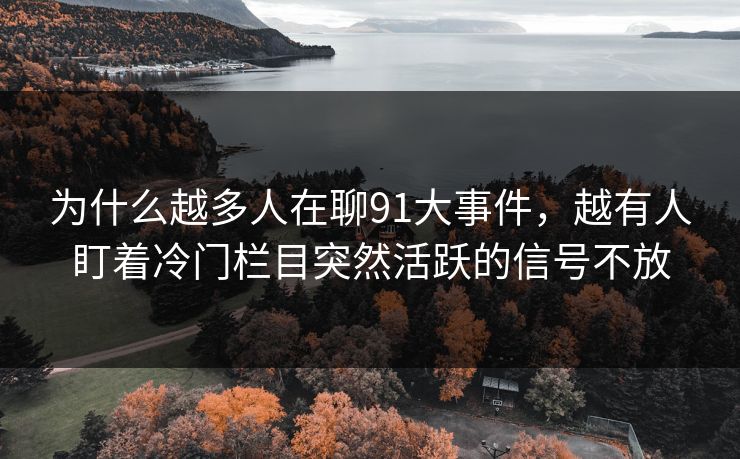 为什么越多人在聊91大事件，越有人盯着冷门栏目突然活跃的信号不放