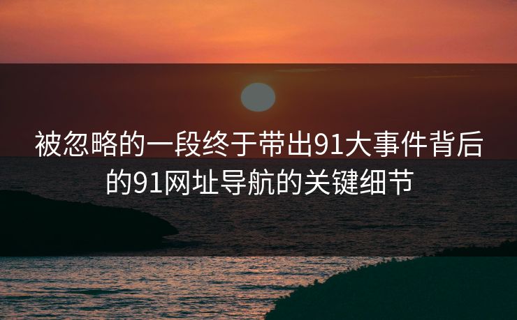 被忽略的一段终于带出91大事件背后的91网址导航的关键细节