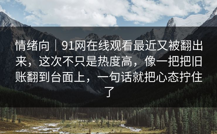 情绪向｜91网在线观看最近又被翻出来，这次不只是热度高，像一把把旧账翻到台面上，一句话就把心态拧住了