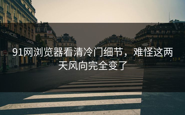 91网浏览器看清冷门细节，难怪这两天风向完全变了