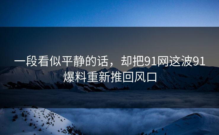 一段看似平静的话，却把91网这波91爆料重新推回风口
