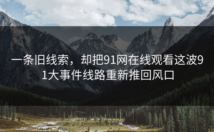 一条旧线索,却把91网在线观看这波91大事件线路重新推回风口 一条旧线索,却把91网在线观看这波91大事件线路重新推回风口