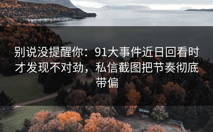 别说没提醒你：91大事件近日回看时才发现不对劲，私信截图把节奏彻底带偏